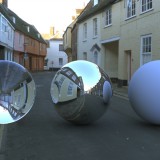 empty road with houses blue skies spherical hdri map