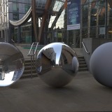 city buildings at dusk spherical hdri map render reflective ball