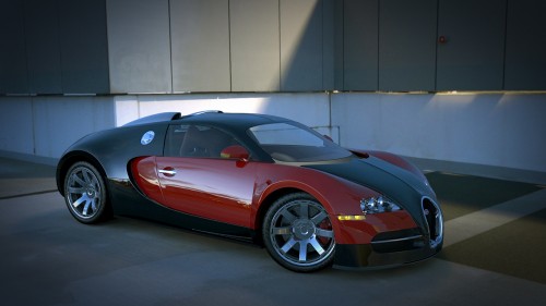 bugatti veyron 3D rendered with spherical hdri map