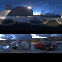 modern urban city car park roof at dusk sunset spherical hdri map