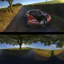 country road at sunset under tree spherical hdri map light probe image