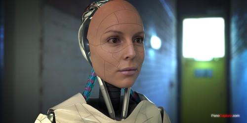 3d robotic character rendered using hdri map