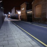 Urban side road at night streetlit moody backplate for HDRi map