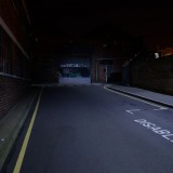 Urban side road at night streetlit moody with graffiti backplate for HDRi map